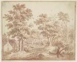 Пейзаж. Бумага, сангина. Штеделевский художественный институт, Франкфурт-на-Майне