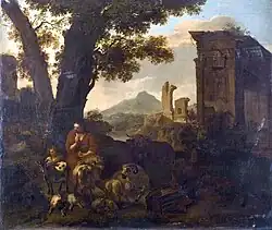 Пейзаж с руинами. Дерево, масло. Национальный музей, Познань