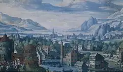 Пейзаж с историей дочери Иеффая. Между 1580 и 1589. Пергамент на дереве, гуашь. Рейксмюсеум, Амстердам