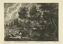 Пейзаж с доярками, коровами и охотниками. По картине П. П. Рубенса. 1596—1684