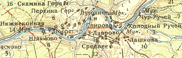 Деревня Чурручей на карте 1932 года