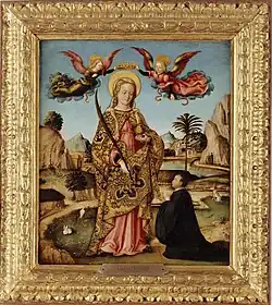 Святая Лючия и коленопреклонённый донатор. Ок. 1485. Дерево, масло. Художественный музей, Портленд, США