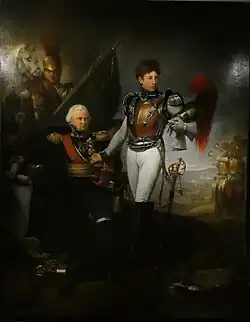 Генерал граф Жан Амбруаз Бастон де Ларибуазьер, командующий армейской артиллерией Великой армии, прощается со своим младшим сыном, Фернаном (1790—1812), лейтенантом Карабинеров, погибшим в Битве при Бородино. Музей армии, Дом Инвалидов, Париж