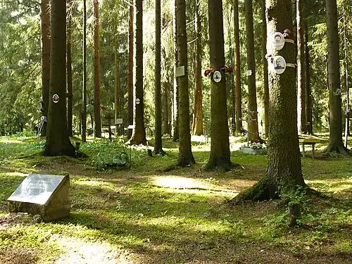 Памятники в роще Левашовской пустоши