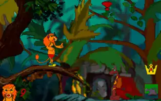 Скриншот из игры, на котором виден главный герой — Лев Леон