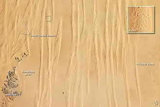 Узор дюн в Великом песчаном море, Египет. NASA Earth Observatory