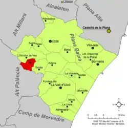 Расположение муниципалитета Аин на карте провинции