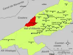 Расположение муниципалитета Айело-де-Мальферит на карте провинции