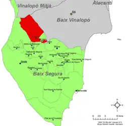 Расположение муниципалитета Альбатера на карте провинции