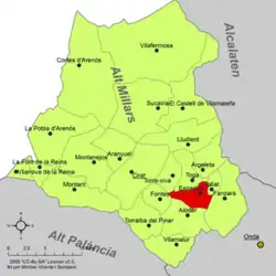 Расположение муниципалитета Эспадилья на карте провинции
