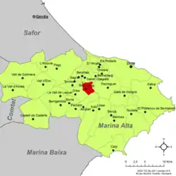 Расположение муниципалитета Бенидолеч на карте провинции