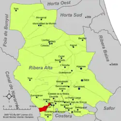 Расположение муниципалитета Котес на карте провинции
