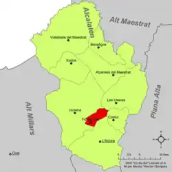 Расположение муниципалитета Фигеролес на карте провинции