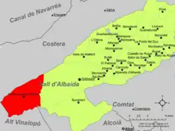 Расположение муниципалитета Фонтанарес на карте провинции