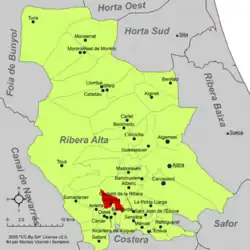Расположение муниципалитета Габарда на карте провинции