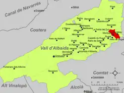 Расположение муниципалитета Монтичельво на карте провинции