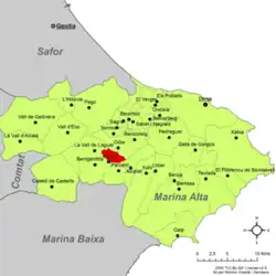 Расположение муниципалитета Мурла на карте провинции