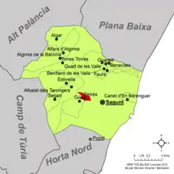 Расположение муниципалитета Петрес на карте провинции
