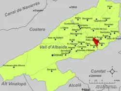 Расположение муниципалитета Рафоль-де-Салем на карте провинции
