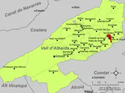 Расположение муниципалитета Ругат на карте провинции