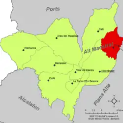 Расположение муниципалитета Тирич на карте провинции