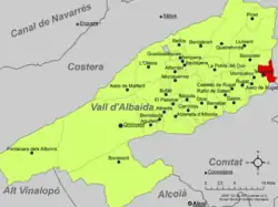 Расположение муниципалитета Терратеч на карте провинции