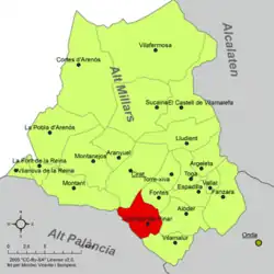 Расположение муниципалитета Торральба-дель-Пинар на карте провинции