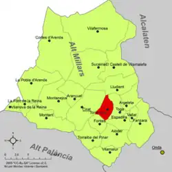 Расположение муниципалитета Торречива на карте провинции
