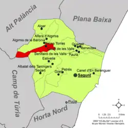 Расположение муниципалитета Торрес-Торрес на карте провинции
