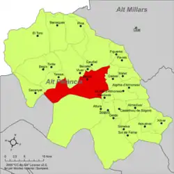 Расположение муниципалитета Херика на карте провинции