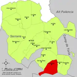Расположение муниципалитета Хестальгар на карте провинции