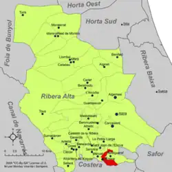 Расположение муниципалитета Энова на карте провинции
