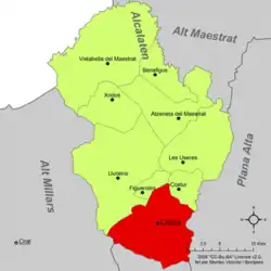 Расположение муниципалитета Алькора на карте провинции