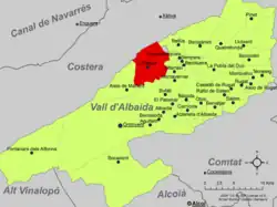 Расположение муниципалитета Ольерия на карте провинции