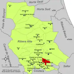 Расположение муниципалитета Пуэбла-Ларга на карте провинции