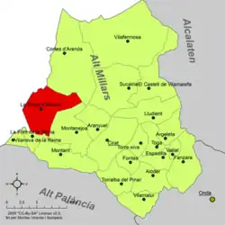 Расположение муниципалитета Пуэбла-де-Ареносо на карте провинции