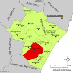 Расположение муниципалитета Валь-де-Ушо на карте провинции