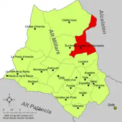 Расположение муниципалитета Кастильо-де-Вильямалефа на карте провинции