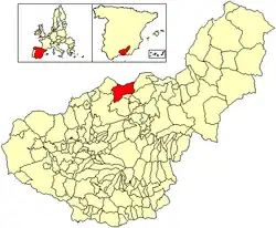 Расположение муниципалитета Гуадаортуна на карте провинции