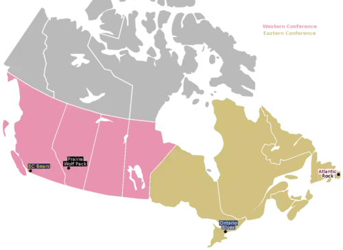 Locations of the four Canadian Rugby Championship teams.