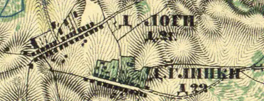 Деревня Логи на карте 1860 года