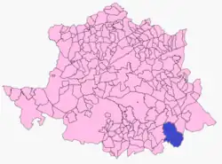 Расположение муниципалитета Логросан на карте провинции