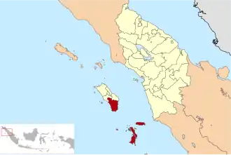 округ Южный Ниас на карте