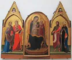 Лоренцо Монако и Паоло Скьяво. Мадонна с Младенцем и святыми. Триптих. Дерево, темпера, золочение. Коллегиальная церковь Сант-Андреа, Эмполи