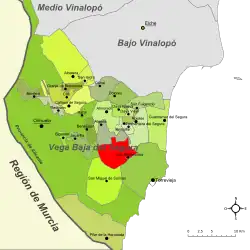 Расположение муниципалитета Лос-Монтесинос на карте провинции