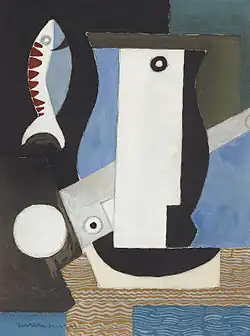 Composition cubiste au portrait, poisson et clair de lune, 1926