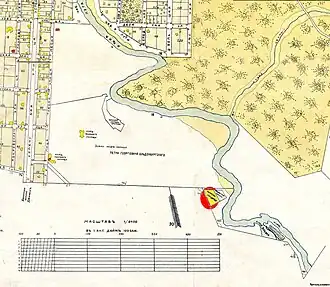 Еврейское кладбище (выделено овалом) на плане Луги 1897 года