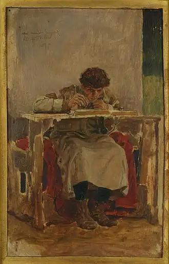 Луиджи Серра[англ.]  Эскиз для картины «Ирнерио перетряхивает старые законы» (Болонья, Коллекция Стефано Пеццоли)