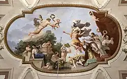 Паллада, спасающая Юность от праздности Венеры (по рисунку Пьетро да Кортона). 1789. Фреска плафона Библиотеки Рончионианы, Прато