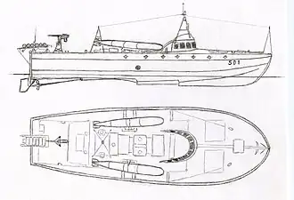 Торпедный катер MAS 501, схема.